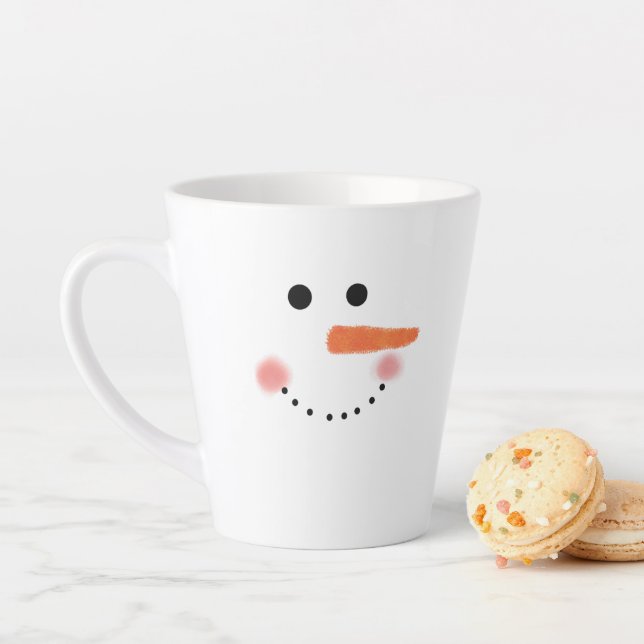 Cute Snowman Face Latte Mug (In Situ)