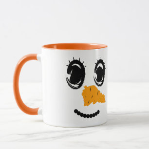 Cute Snowman Face – Minimal Christmas Brushstroke  Mug