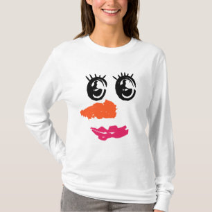 Cute Snowman Face – Minimal Christmas Brushstroke T-Shirt