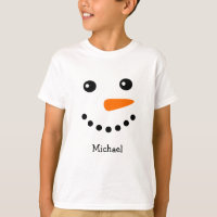 Cute Snowman Face Personalised Name T-Shirt