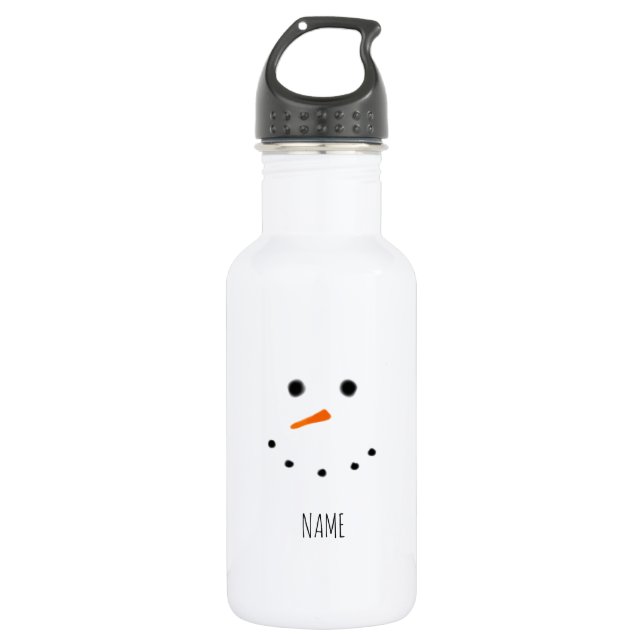Cute Snowman Face Personalized Kid's 532 Ml Water Bottle (Front)