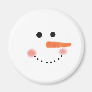 Cute Snowman Face Round Magnet