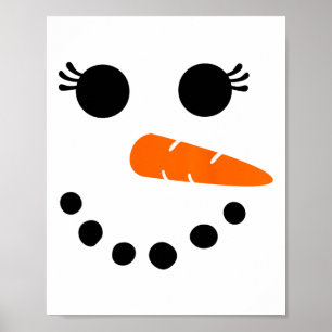 Cute Snowman Face Shirt For Womens Girls Eyelashes Poster