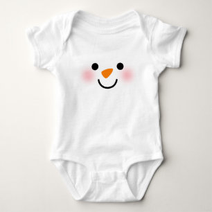 Cute Snowman Face & Snowflake Design Baby Bodysuit