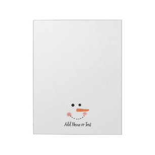Cute Snowman Face White Winter Customised Notepad