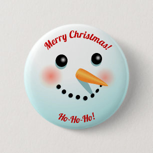 Cute Snowman Face With Carrot Nose 6 Cm Round Badge
