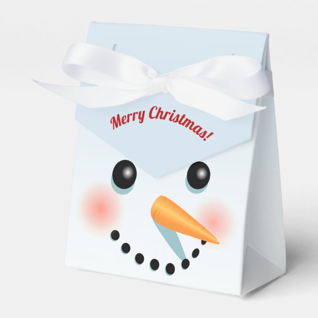 Cute Snowman Face With Carrot Nose Favour Box (Front Side)