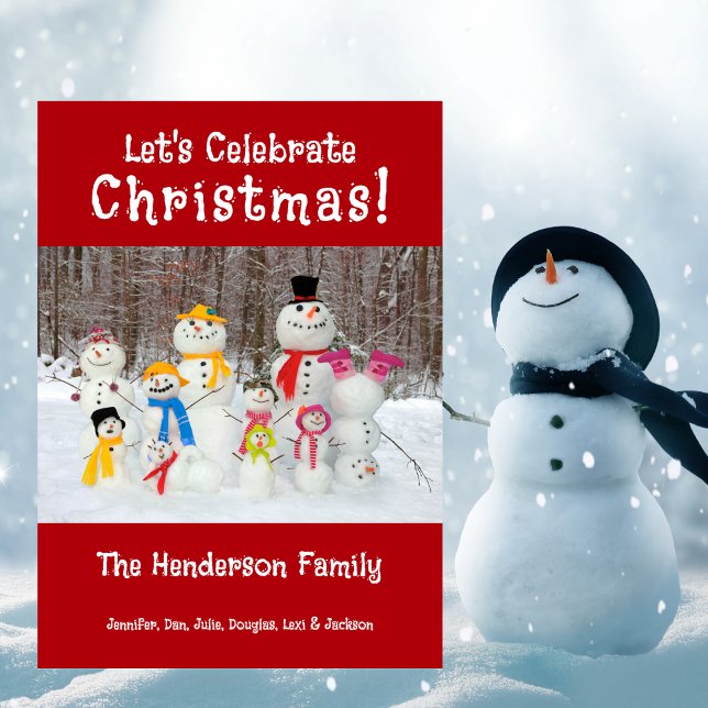 Cute Snowman Family Christmas Add Names Holiday Card (Cute Snowman Family Christmas Add Names Holiday Card)