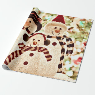 Cute Snowman Family Christmas Wrapping Paper