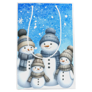 Cute snowman family in the snow medium gift bag
