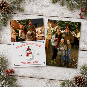 Cute Snowman Family Photo Christmas Card