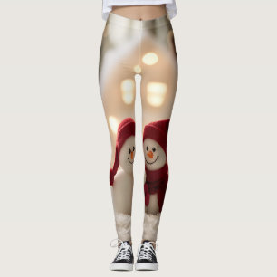 Cute Snowman Family Winter Christmas Leggings