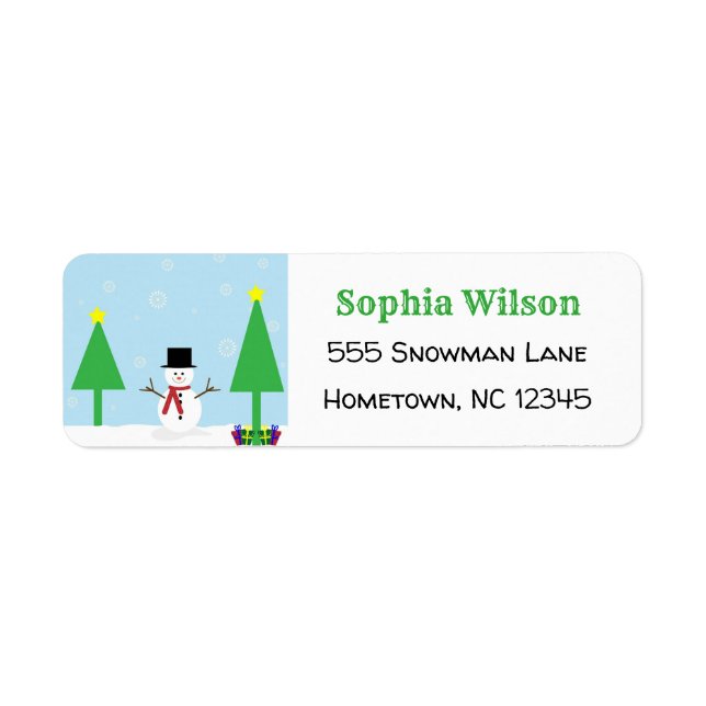 Cute Snowman Festive Fun Winter Return Address Label (Front)