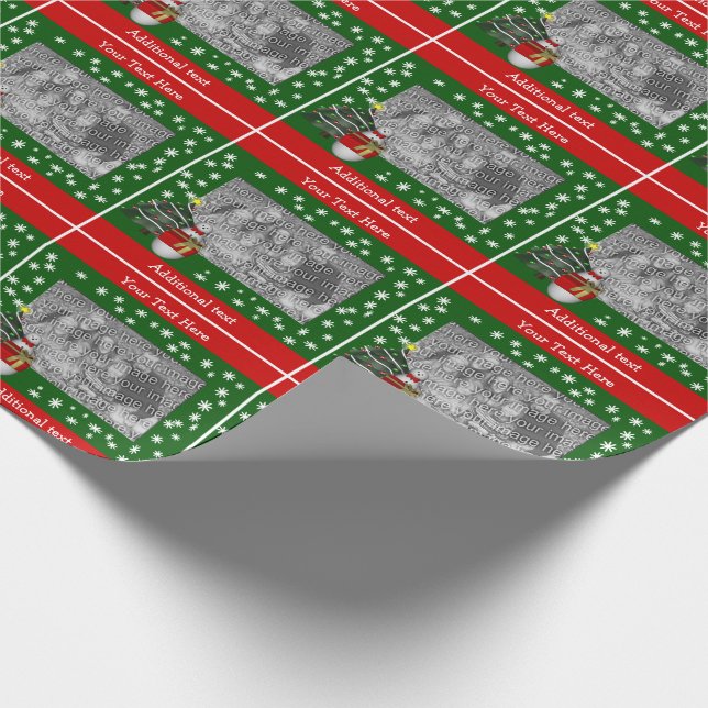 Cute Snowman Festive Tree Your Photo Personalised Wrapping Paper (Corner)