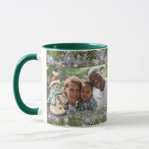 Cute snowman frame photo holiday  mug