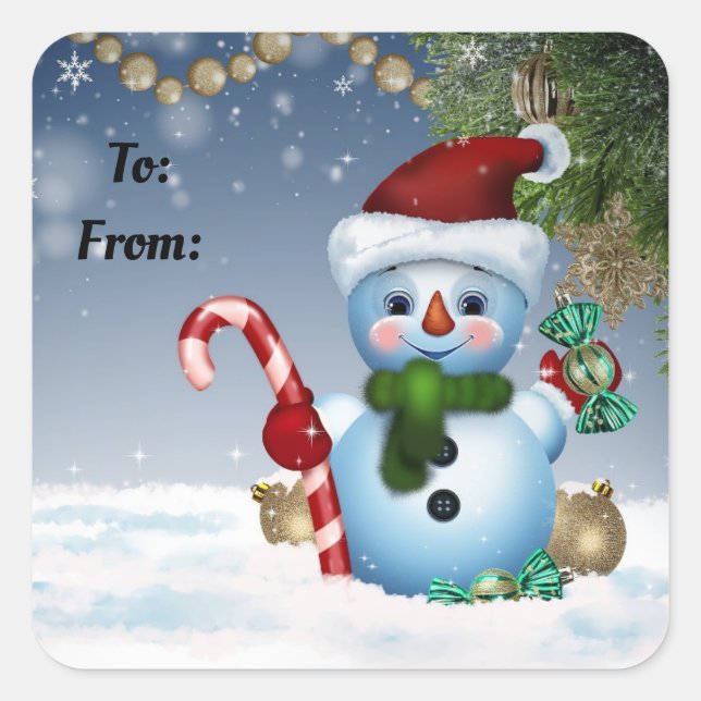  Cute Snowman Gift Stickers (Front)