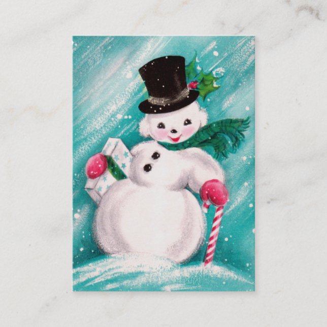 Cute Snowman Girl Business Card (Front)