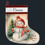 Cute Snowman Girl Personalised  Large Christmas Stocking<br><div class="desc">Bring holiday cheer to your home with our Cute Snowman Girl Large Christmas Stocking! Ideal for gifts and goodies,  it’s a delightful addition to your festivities. Personalise with that special name and year for a wonderful keepsake! Exclusive designs created just for you from My Baby Boutique!</div>