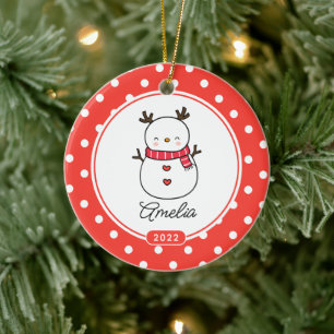 Cute Snowman Girls Christmas Ornament