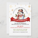 Cute Snowman Gold Snowflakes Christmas Party  Invitation<br><div class="desc">Cute Snowman Gold Snowflakes Christmas Party Invitation.</div>