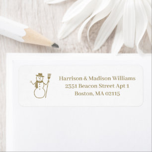 Cute snowman gold white custom Return Address Label