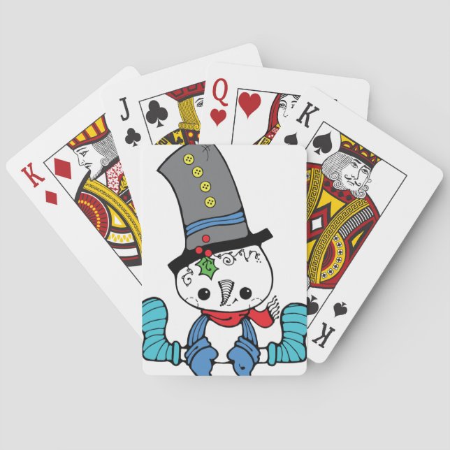 Cute Snowman Graphic Playing Cards (Back)