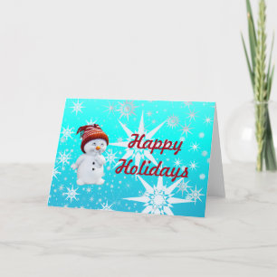 Cute Snowman Happy Holidays Blank Greeting Card