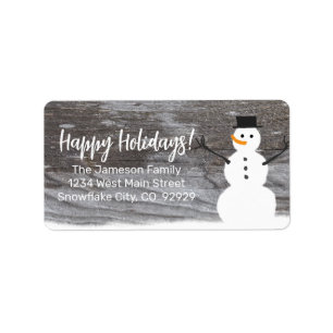 Cute Snowman Happy Holidays Label