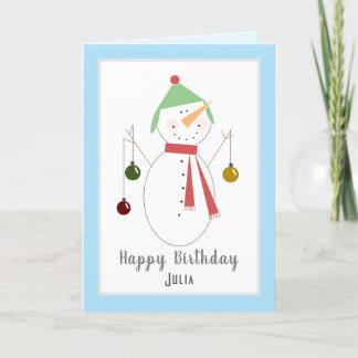 Cute Snowman Ho Ho Happy Christmas Birthday Card