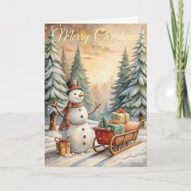 Cute Snowman Holiday Card (Front)