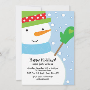 Cute Snowman Holiday Party Invitation
