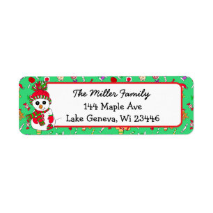 Cute Snowman Holiday Seasonal Festive Return Address Label