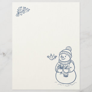 Cute Snowman Holiday Stationery Custom Letterhead