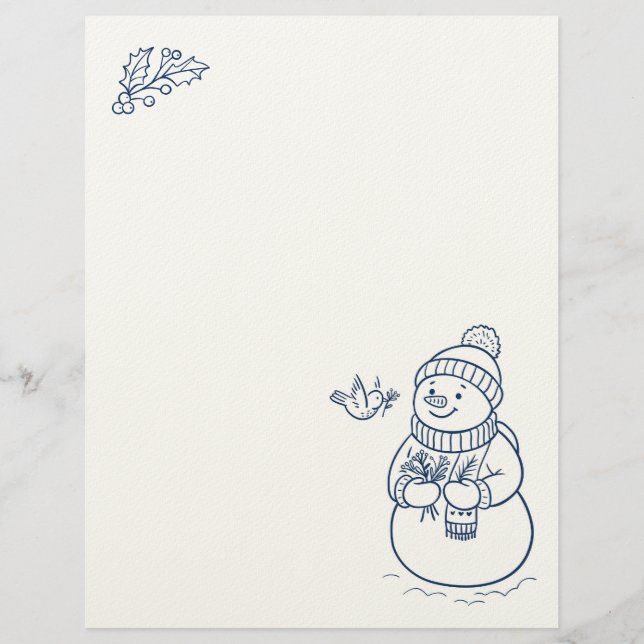 Cute Snowman Holiday Stationery Custom Letterhead (Front)