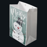 Cute Snowman Illustration Winter Christmas Custom Medium Gift Bag<br><div class="desc">Sweet snowman art on custom Christmas gift bag.</div>