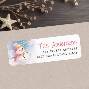 Cute snowman illustration winter return address label