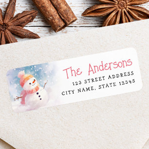 Cute snowman illustration winter return address label
