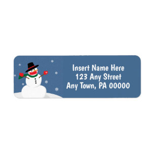 Cute Snowman in Covid-19 Face Mask Return Address Label