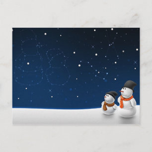 cute  Snowman in love Postcard