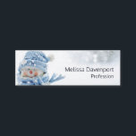 Cute Snowman in Winter Photograph Christmas Mini Business Card<br><div class="desc">Mini business cards with a cute photograph of a little snowman. Standing outside in the winter with snow falling all around. This cute little guy is dressed up in blue knitted hat and scarf.</div>