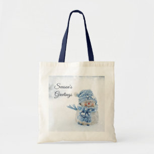 Cute Snowman in Winter Photograph Christmas Tote Bag