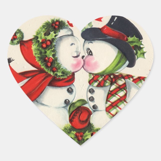 Cute Snowman Kiss Stickers (Front)