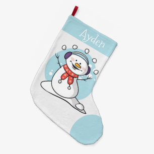 Cute Snowman Large Christmas Stocking