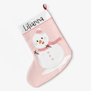 Cute Snowman Large Christmas Stocking