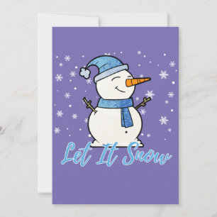 Cute Snowman Let It Snow Christmas Holiday Invitation