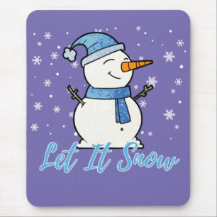 Cute Snowman Let It Snow Christmas Holiday Mouse Pad