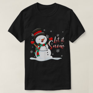 Cute Snowman “Let It Snow” Winter Holiday Design T-Shirt