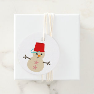 Cute Snowman Made of Sand with Pail for Hat Favour Tags