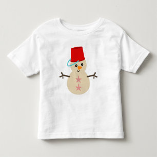 Cute Snowman Made of Sand with Pail for Hat Toddler T-Shirt