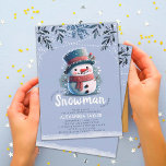 Cute Snowman Magical Lights Winter Boy Baby Shower Invitation<br><div class="desc">An elegant, stylish and cute winter boy baby shower invitation with a magical winter theme, featuring a cute snowman in watercolor, with Christmas lights around his hat and above, hanging from magical winter foliage, and the title "a sweet little snowman is on the way". Cute calligraphy rounds up the sweet...</div>